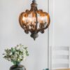 Farmhouse Chandelier, 6 Light Wood Chandelier Pendant Light Fixture With Adjustable Chain For Dining Room Living Room Entryway, Bulb Not Included - Gray - Image 5