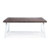 Outdoor Sandblast Acacia Wood Dining Table With Rustic Metal Frame, Weather Resistant - Brown White - Image 7