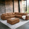 Brighton - Top Grain Leather 6 Pieces Modular Sectional With 1 Ottoman - Brown - Image 4