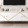 Modern Minimalist TV Stand For TVs Up To 75", Entertainment Center Media Console Cabinet With 2 Spacious Cabinets For Living Room - White - Image 4