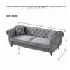 Chesterfield Velvet Upholstery Fabric Sofa With Roll Armrest & Nailhead, Mid Century Modern 3 And 3 Seater Couch - Gray - Image 3