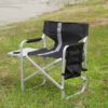 Padded Folding Outdoor Chair With Side Table And Storage Pockets, Lightweight Oversized Directors Chair For Indoor, Outdoor Camping, Picnics And Fishing - Black / Gray - Image 2