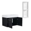 Modern Style 30" Wall Mounted Bathroom Vanity With Resin Sink And Storage Rack Plywood - Black Chestnut - Image 13