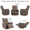 29.92" 270 Power Swivel Rocker Recliner Chair, Electric Glider Reclining Sofa With USB Ports, Power Swivel Glider, Rocking Chair Nursery Recliners For Living Room Bedroom - Brown - Image 6