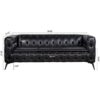 Square Arm Removable Cushion 3 Seater Sofa - Black - Image 3