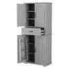 Bathroom Storage Cabinet With Multi Functional Storage Space, Material, Adjustable Shelf, Slide Rail Drawer - Gray - Image 18
