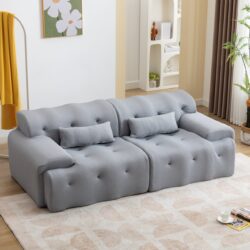 Large Size 2 Seater Sofa, Pure Foam Comfy Sofa Couch, Modern Lounge Sofa For Living Room, Apartment - Light Gray