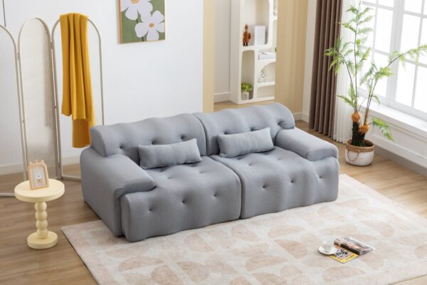 Large Size 2 Seater Sofa, Pure Foam Comfy Sofa Couch, Modern Lounge Sofa For Living Room, Apartment - Light Gray