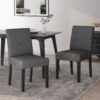 Contemporary Fabric Dining Chair With Upholstered Seating And Tapered Legs - Charcoal - Image 2