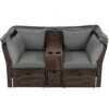 2 Seater Outdoor Patio Daybed Outdoor Double Daybed Outdoor Loveseat Sofa Set With Foldable Awning And Cushions For Garden, Balcony, Poolside - Gray - Image 20