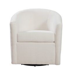 Oaklynn - Barrel Style Swivel Accent Chair Performance Fabric - Ivory