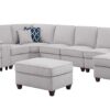 Eric - 9 Piece Upholstered Sectional With Ottoman - Light Gray - Image 4