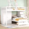 Full Over Twin Bunk Bed With Wardrobe, Drawers - White - Image 14