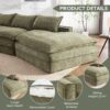 Modern Minimalist Modular Sectional Sofa Upholstered Cloud Couch With Deep Seats Fabric Right Facing Chaise - Green - Image 5