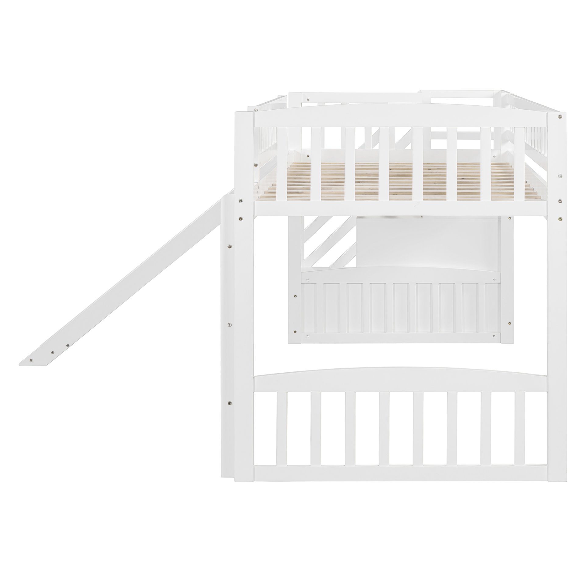 Twin Size Loft Stairway Bed With 2 Drawers And Slide - White - Image 7