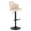 Ahoy - Contemporary Adjustable Barstool With Swivel With Rounded T Footrest (Set of 2) - Black / Natural / Cream - Image 2
