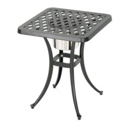 Outdoor Cast Aluminum Bistro Table With Ice Bucket - Black Copper
