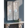 Large Wooden Wall Art Panels With Distressed Round Mirror Accents (Set of 2) - White - Image 5