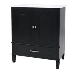 Vintage Style 30" Bathroom Vanity With Sink, Multi Functional Storage, Soft Closing Door - Black