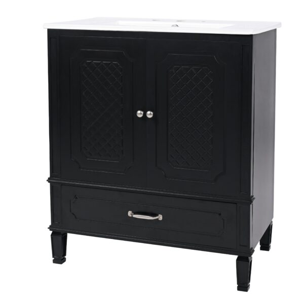Vintage Style 30" Bathroom Vanity With Sink, Multi Functional Storage, Soft Closing Door - Black