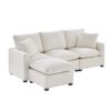 Modern Modular Sofa, 4 Seat Chenille Sectional Couch Set With 2 Pillows Included, Freely Combinable Indoor Funiture - White - Image 4