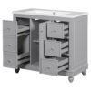 Contemporary Bathroom Vanity Cabinet, 4 Drawers & 1 Cabinet Door, Multipurpose Storage, Resin Integrated Sink, Adjustable Shelves, Solid Wood Frame With MDF - Gray - Image 17