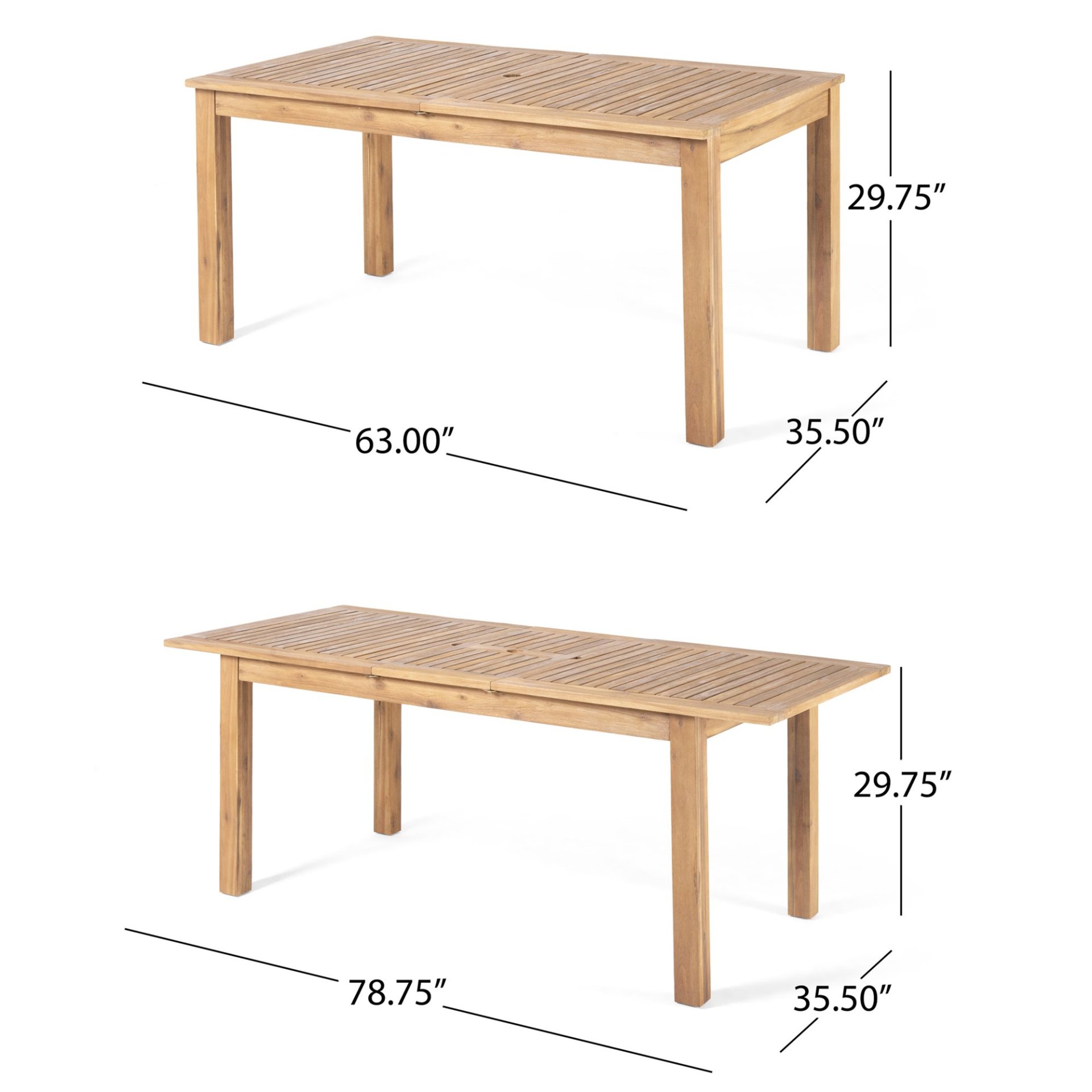 Outdoor 6 Seater Expandable Dining Set With Cushions - Sandblasted Natural / Beige - Image 5