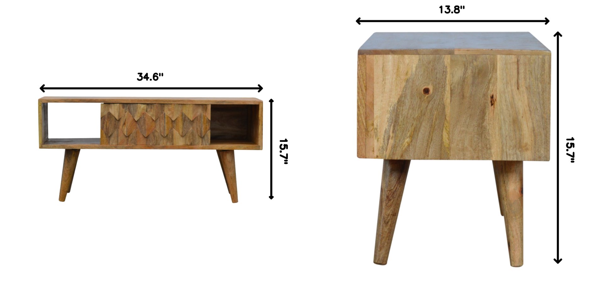 Pineapple Carve Sliding Media Unit - Oak - Image 11