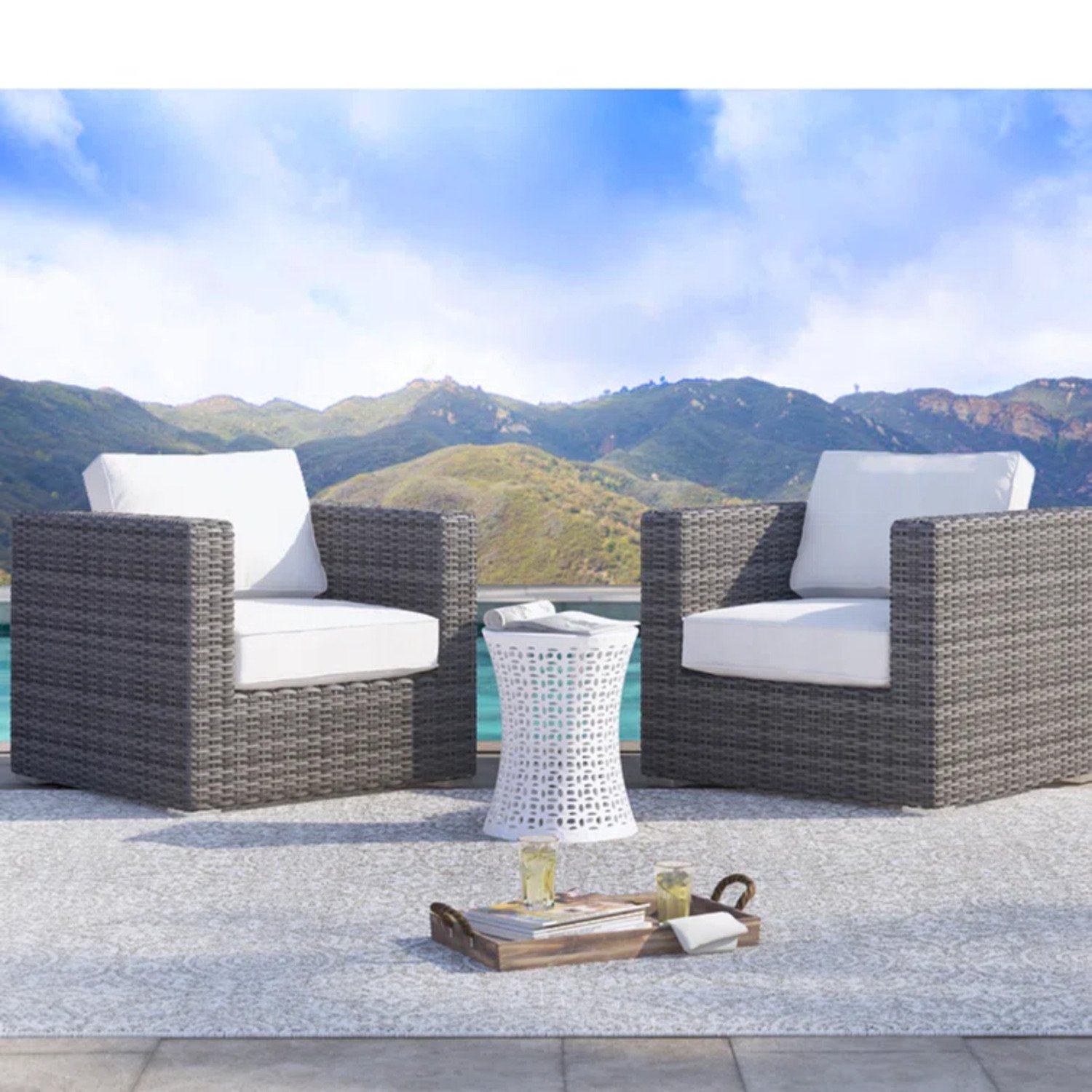 Comfortable Patio Chair With Cushions - Gray Mix - Image 2