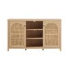 Transitional 2 Door Sideboard With Arched Rattan Panels - Light Brown - Image 2