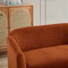 Modern Loveseat Couch Sofa With Corduroy Upholstery, Wooden Legs, 2 Seat For Small Spaces Office Studio Apartment Bedroom - Orange - Image 12