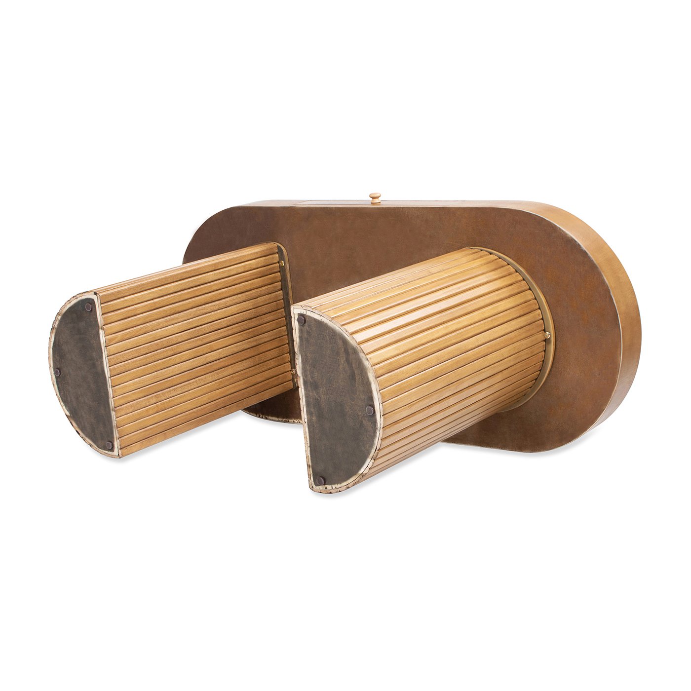 Jesse - Single Drawer Fluted Oval Console Desk - Honey Brown - Image 9