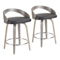 Grotto - Mid-Century Modern Counter Stool (Set of 2) - Light Gray / Black