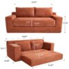 Compact Loveseat Sofa With Memory Foam & Steel Frame Convertible 2 In 1 Design - Orange - Image 3