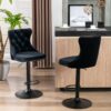Swivel Velvet Barstools Adjusatble Seat Height, Modern Upholstered Bar Stools With Backs Comfortable Tufted For Home Pub And Kitchen Island (Set of 2) - Black - Image 14