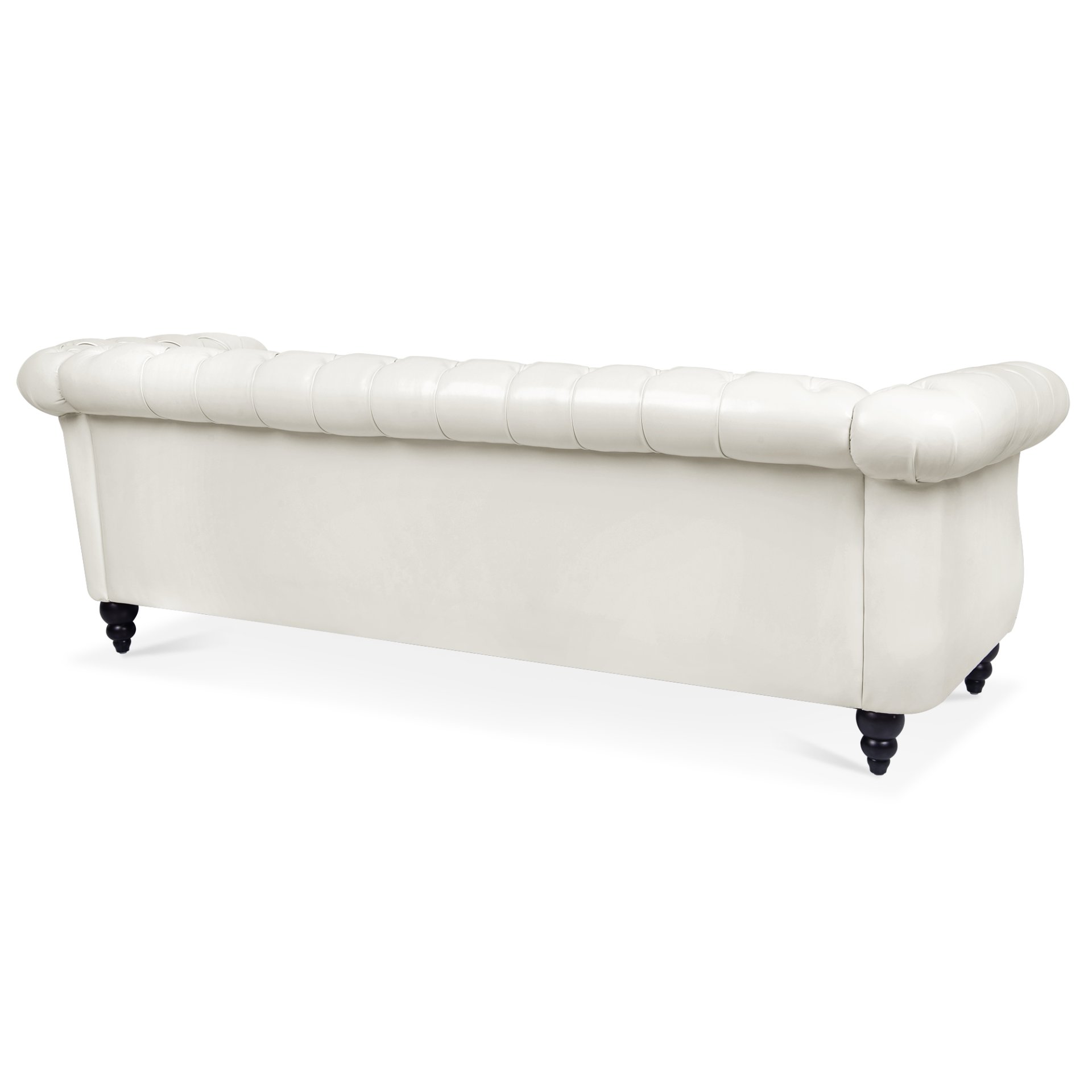 84.65" Rolled Arm Chesterfield 3 Seater Sofa - White - Image 8