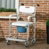 Homcom - Shower Commode Wheelchair, Padded Seat, 330 Lbs - White - Image 7