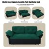 Modern Convertible Sleeper Sofa Bed With Pull Out Queen Design, Side Storage & Thick Cushions Chenille Loveseat For Living Room Or Bedroom 3 In 1 Function - Green - Image 11