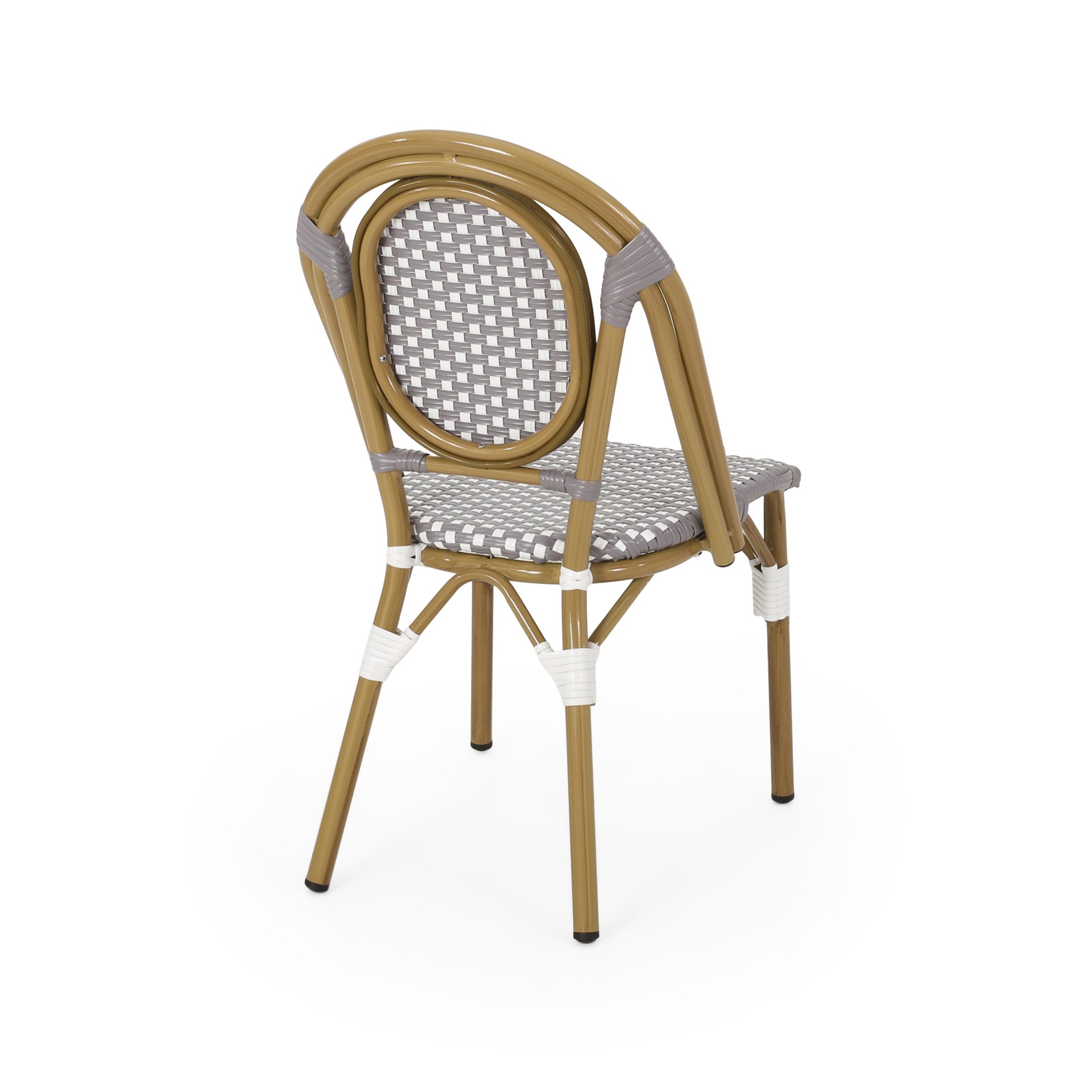 French Bistro Chair Set Outdoor Cafe Style - White / Gray - Image 7