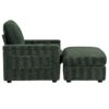 Oversized Chaise Lounge Indoor Rabbit Fur Sofa Bed With Storage Ottoman And Armrests Cup Holders With Deep Seat - Green - Image 3