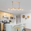 Crystal Chandelier For Dining Room, 8 Light Kitchen Chandelier Light Fixture Modern Metal Industrial Chandeliers For Farmhouse Entryway Living Room (8*G9 Bulbs Included) - Matte Gold - Image 3
