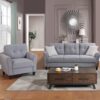 Modern Living Room Sofa Set Linen Upholstered Couch Furniture For Home Or Office - Light Gray / Blue - Image 19