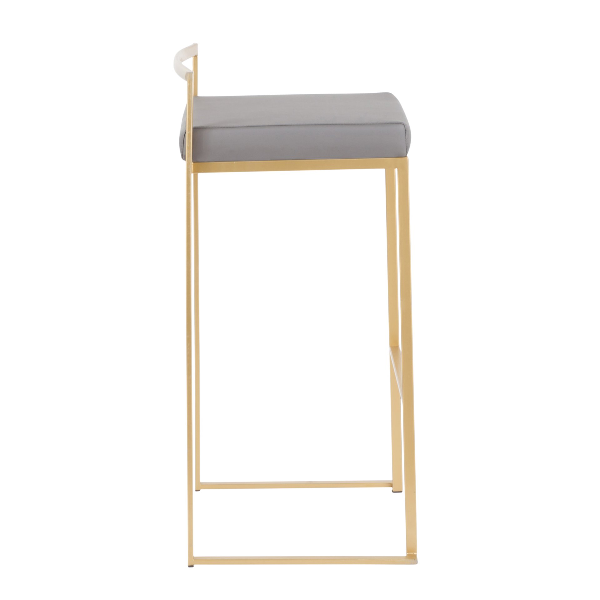 Fuji - Contemporary Barstool (Set of 2) - Gold / Gray - Image 3