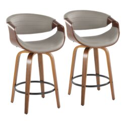 Symphony - Mid-Century Modern Counter Stool (Set of 2) - Walnut / Gray