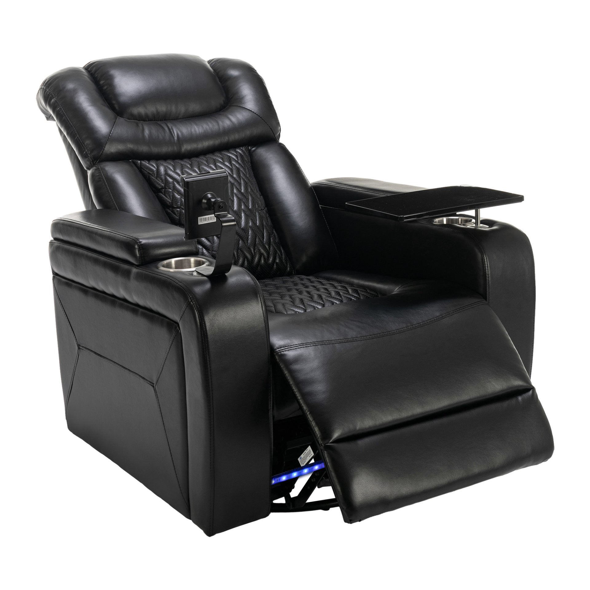 Home Theater Recliner With 270 Degree Swivel, Tray Table, Phone Holder, Cup Holder & USB Port - Black - Image 12