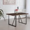 Modern Rustic Dining Table In Walnut With Metal Legs For 4 - 6 Person - Walnut - Image 2
