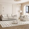 2 Piece Living Room Set With Throw Pillows Sectional Couch Sets, Upholstered 3 Seater Sofa & Armchair 4 Seat - Beige - Image 3