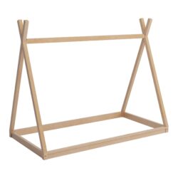 Wood Twin Size Tent Bed For Kids, Montessori Style Low - Floor Bed, House-Shape Tent Bed Frame For Boys Girls Teens, Without Slats - Natural