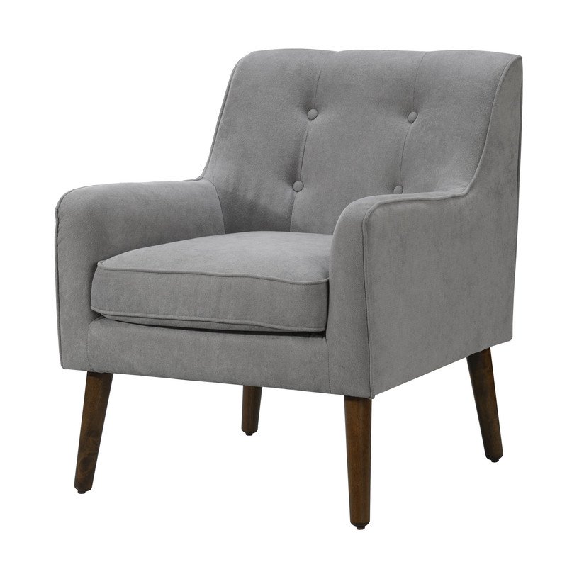 Ryder - Mid Century Modern Woven Fabric Tufted Armchair - Steel Gray - Image 2