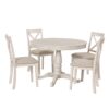 Modern Dining Table Set For 4, Round Table And 4 Kitchen Room Chairs, 5 Piece Kitchen Table Set For Dining Room, Dinette, Breakfast Nook - Antique White - Image 10